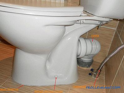 Wie wird die Toilette auf der Fliese installiert?