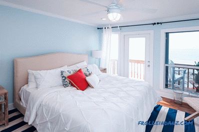 Blaue Farbe im Inneren des Schlafzimmers - 50 Beispiele und Gestaltungsregeln