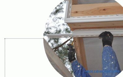 Varianten der Ablage der Überhänge des Daches mit einer Laibung, Folie oder Kunststoff + Video