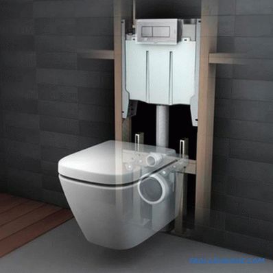 Arten von Toilettenschüsseln auf einer Schüssel, Auswaschung, Freisetzung und Material der Produktion + Foto