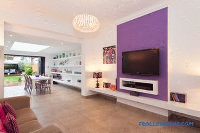 Violette Farbe im Innenraum und Kombination mit anderen Farben + Fotobeispielen