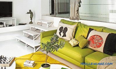 Pistazienfarbe im Innenraum - Küche, Wohnzimmer oder Schlafzimmer und eine Kombination mit anderen Farben